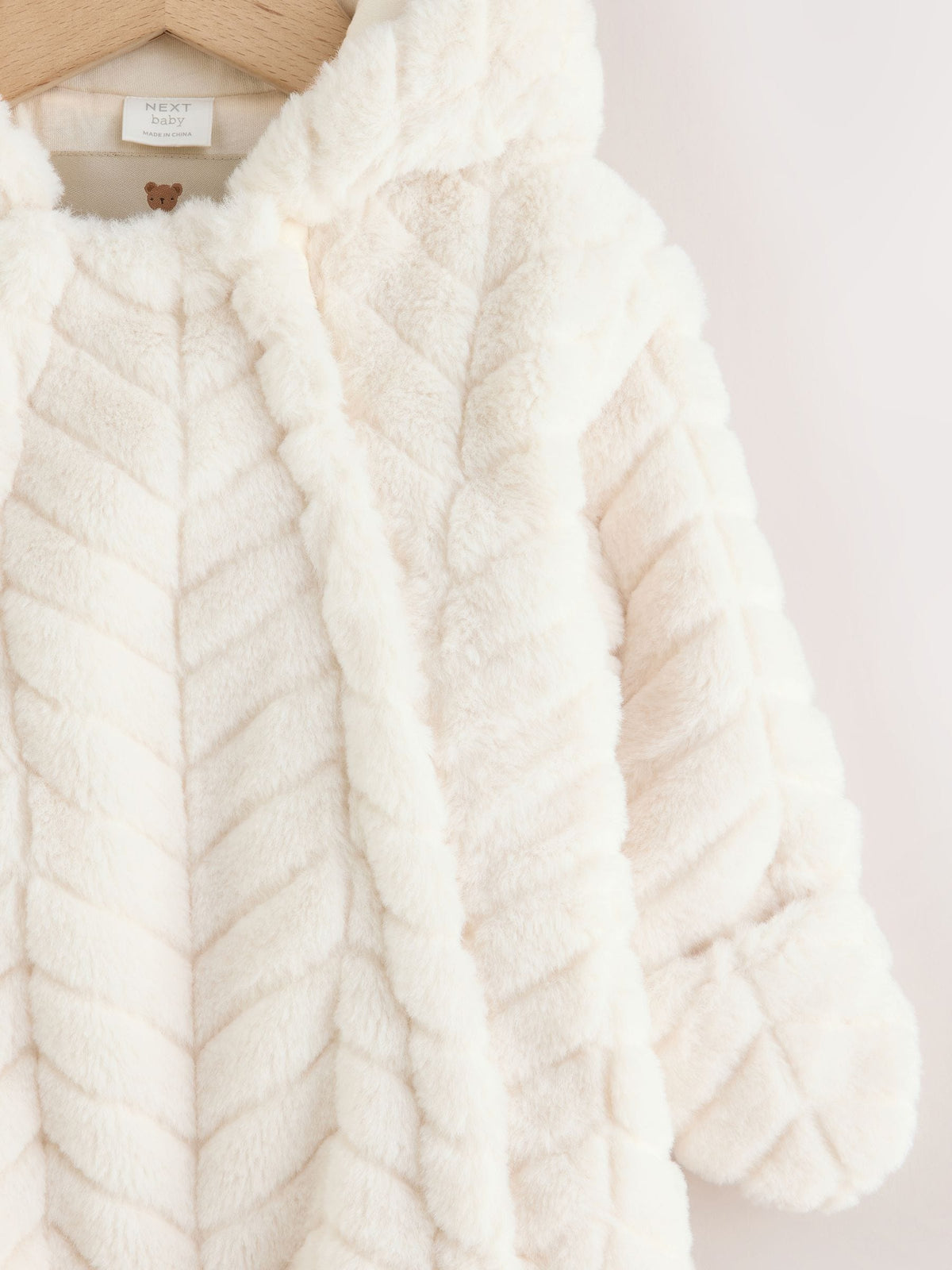 White Clipped Faux Fur Double Zip Baby All-In-One (0mths-2yrs)