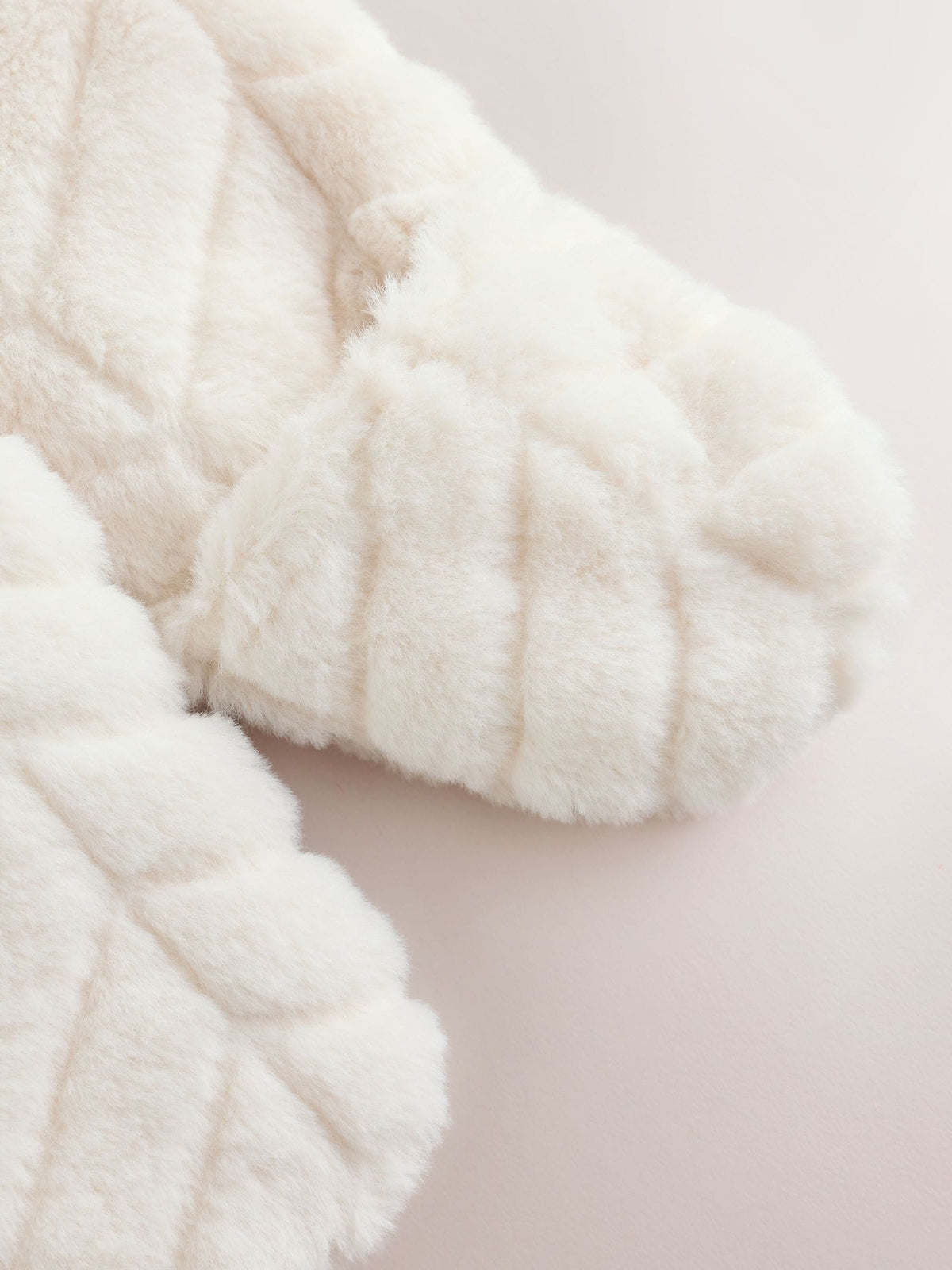 White Clipped Faux Fur Double Zip Baby All-In-One (0mths-2yrs)