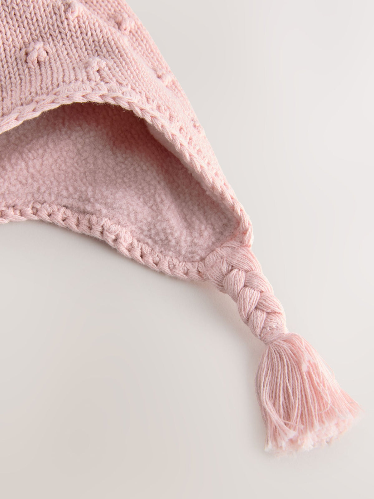 Pink Pointelle Knitted Baby Trapper Hat