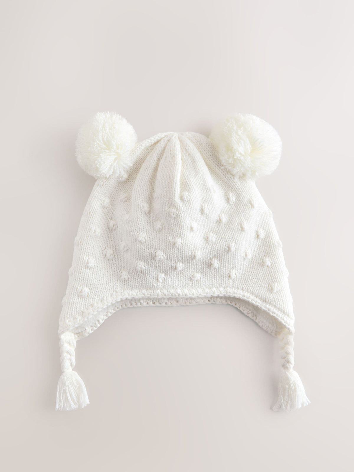 White Knitted Baby Trapper Hat