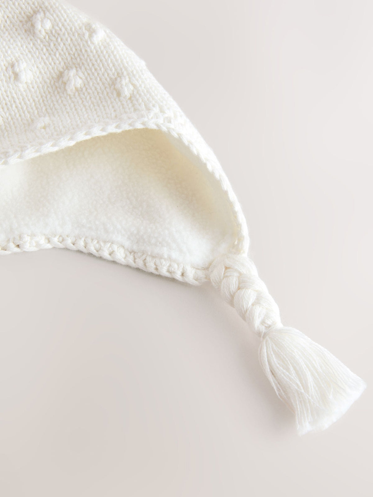 White Knitted Baby Trapper Hat
