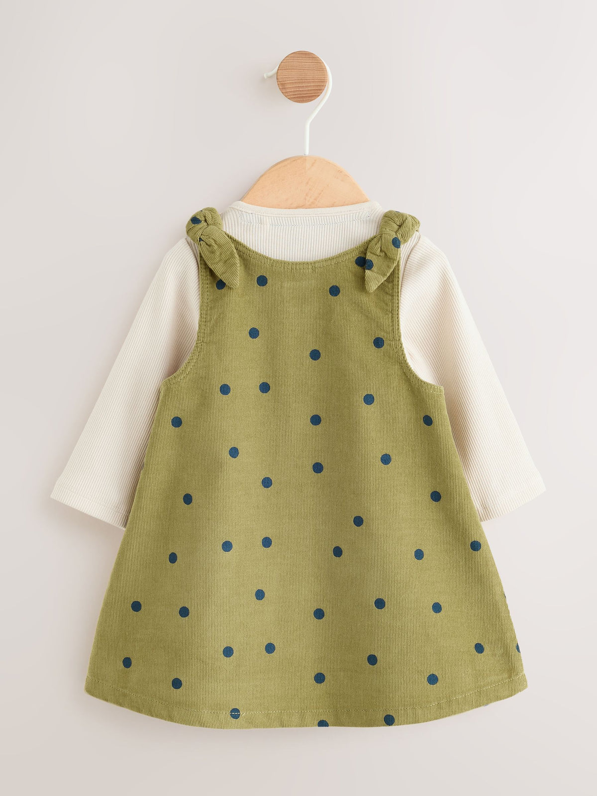 Green Spot Baby Pinafore Long Sleeve Bodysuit And Tights 3 Piece Set (0mths-2yrs)