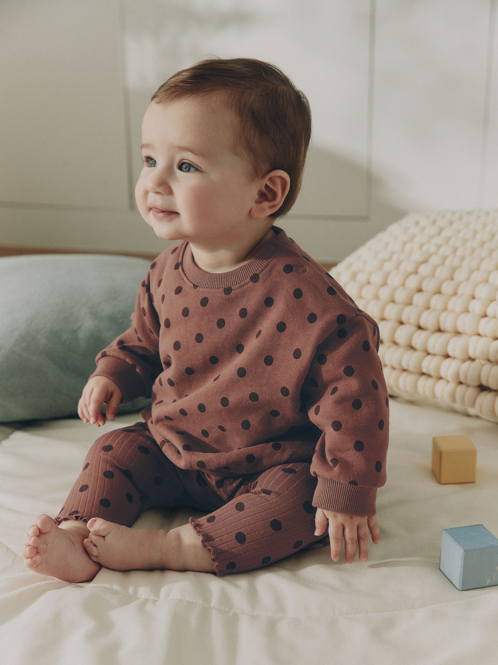 Chocolate Brown Spot Baby Sweat Top And Legging Set (0mths-2yrs)
