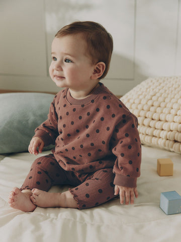 Chocolate Brown Spot Baby Sweat Top And Legging Set (0mths-2yrs)