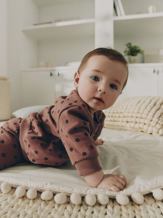 Chocolate Brown Spot Baby Sweat Top And Legging Set (0mths-2yrs)