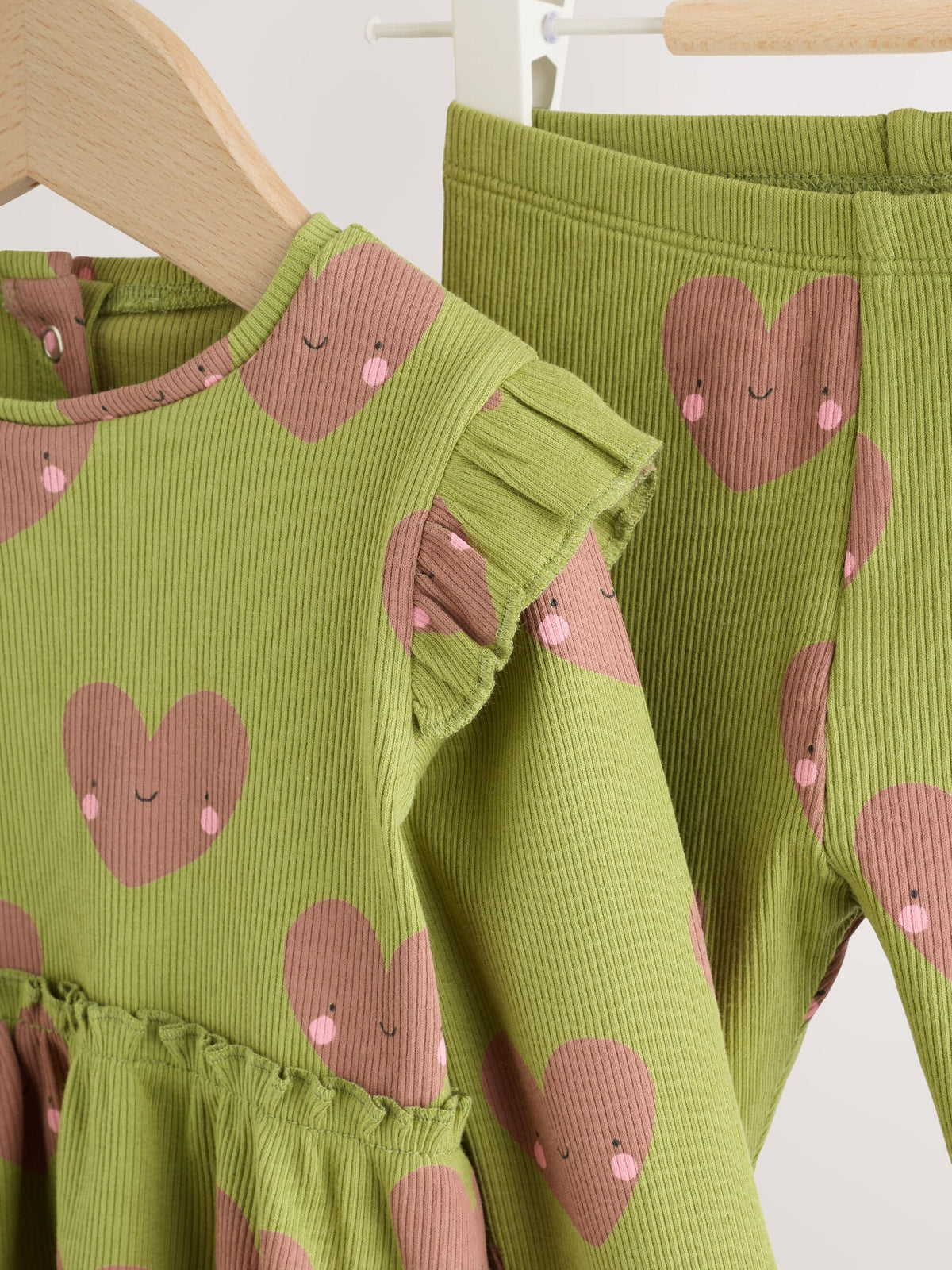 Green Heart Peplum Top and Leggings Baby Set (0mths-2yrs)