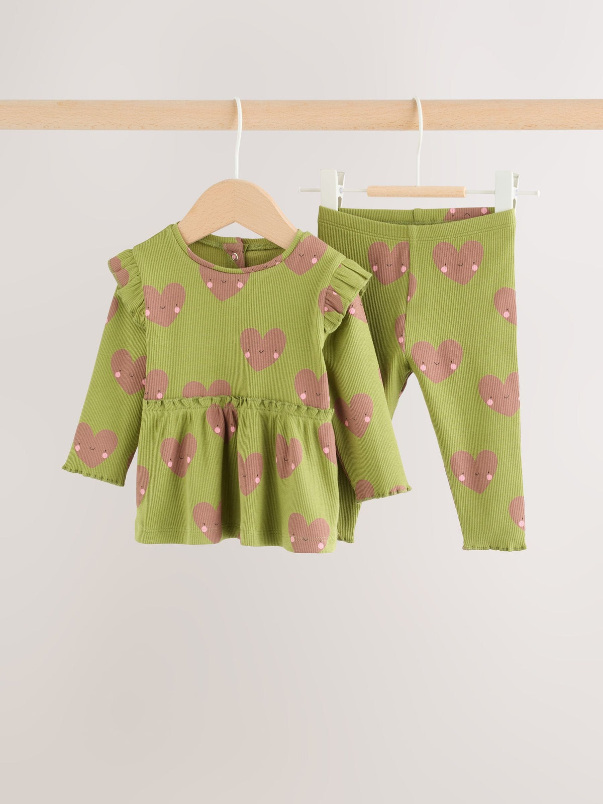 Green Heart Peplum Top and Leggings Baby Set (0mths-2yrs)