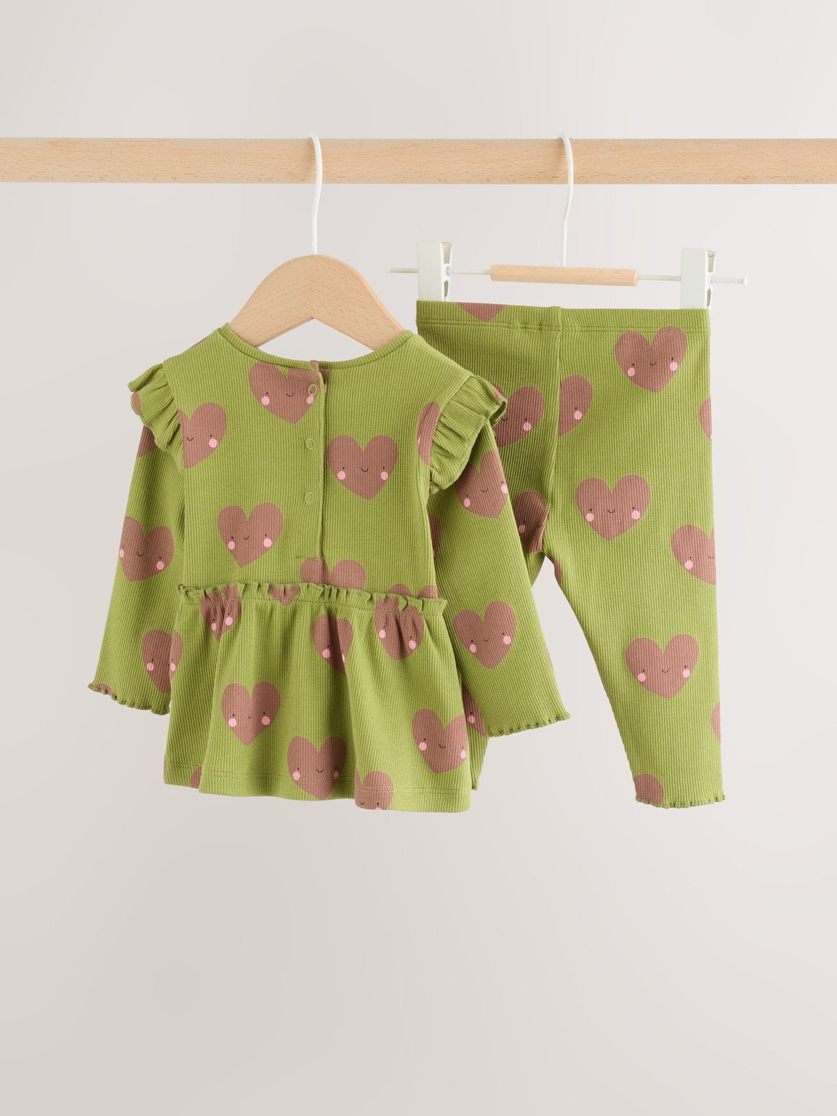 Green Heart Peplum Top and Leggings Baby Set (0mths-2yrs)