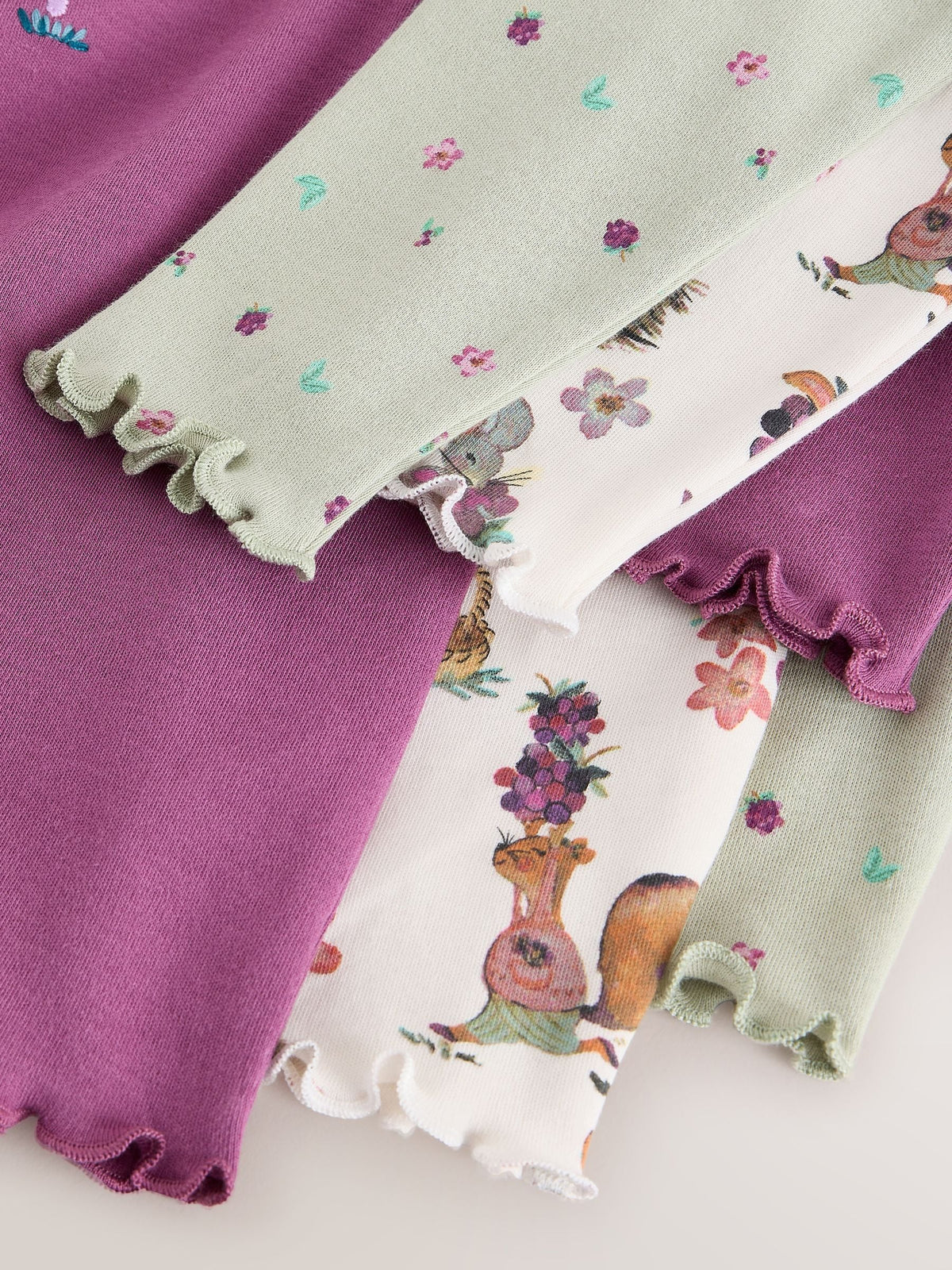Purple/Green Snuggle Pyjamas 3 Pack (9mths-12yrs)