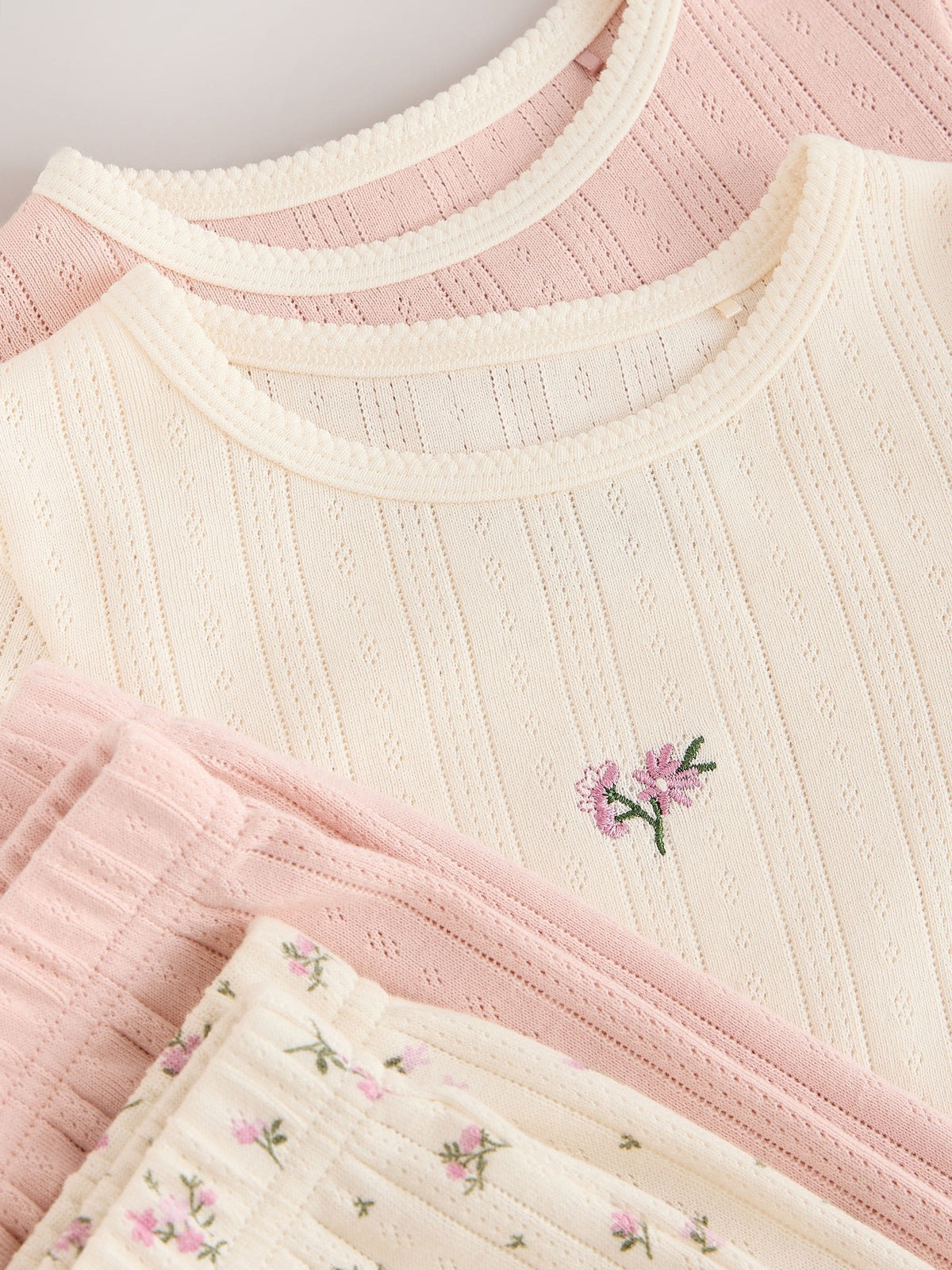Pink Pointelle Jogger Pyjamas 2 Pack (9mths-12yrs)