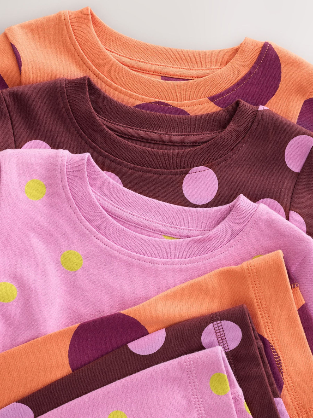 Purple and Orange Spot Snuggle Pyjamas 3 Pack (9mths-12yrs)