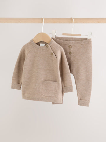 Neutral Knitted Jumper and Leggings Baby Set (0mths-2yrs)