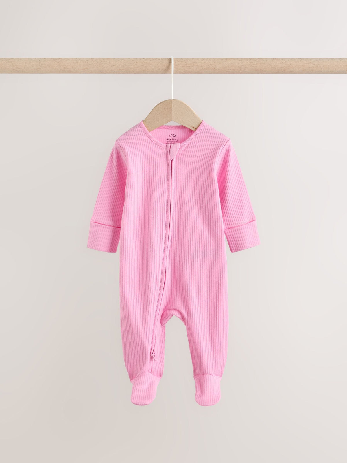 Pink Two Way Zip Baby Sleepsuits 3 Pack (0-2yrs)
