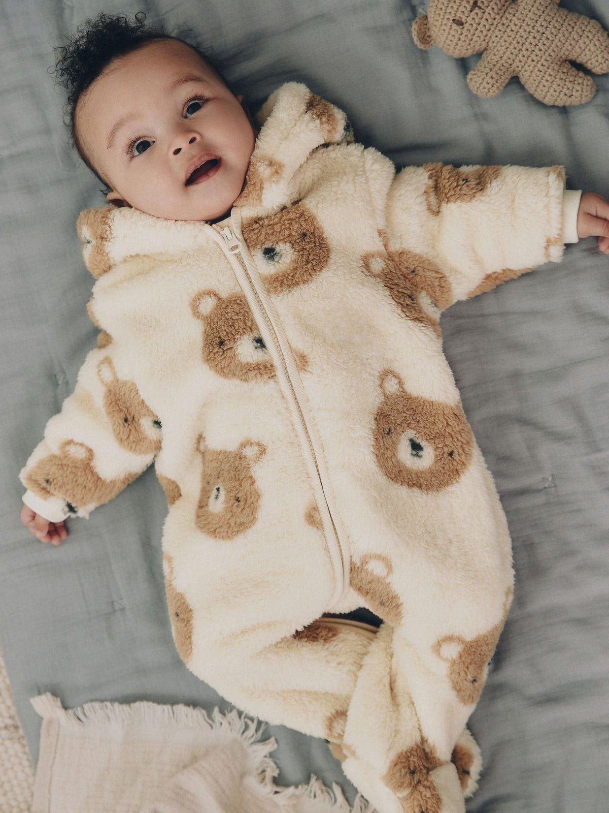 Neutral Bear Fleece Baby Pramsuit (0mths-2yrs)