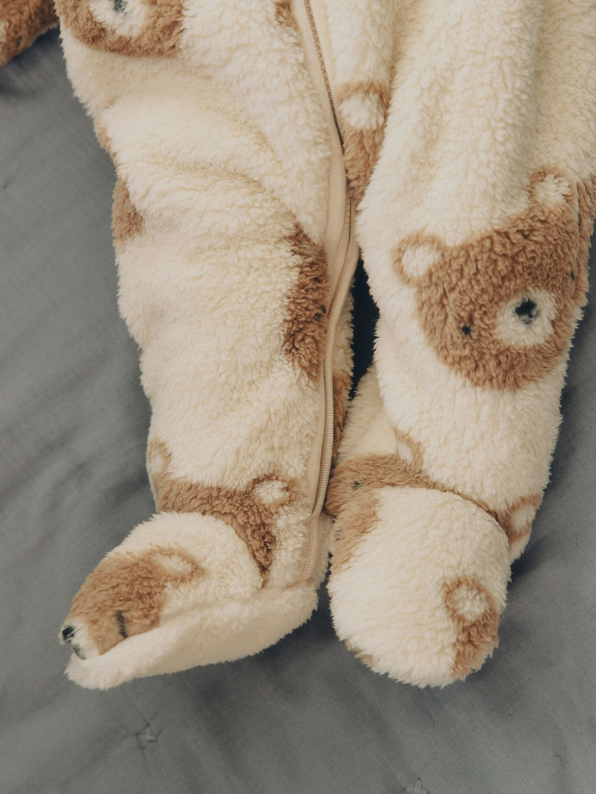 Neutral Bear Fleece Baby Pramsuit (0mths-2yrs)