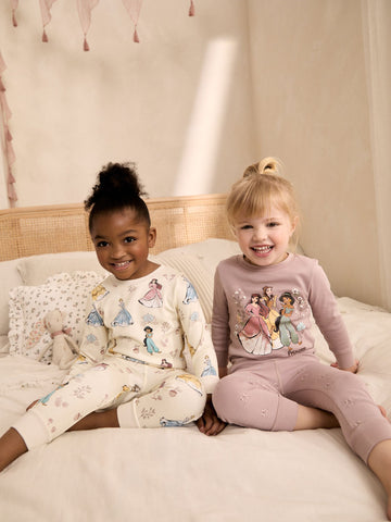 Pink/Cream Disney Princess Snuggle Pyjamas 2 Pack (9mths-12yrs)