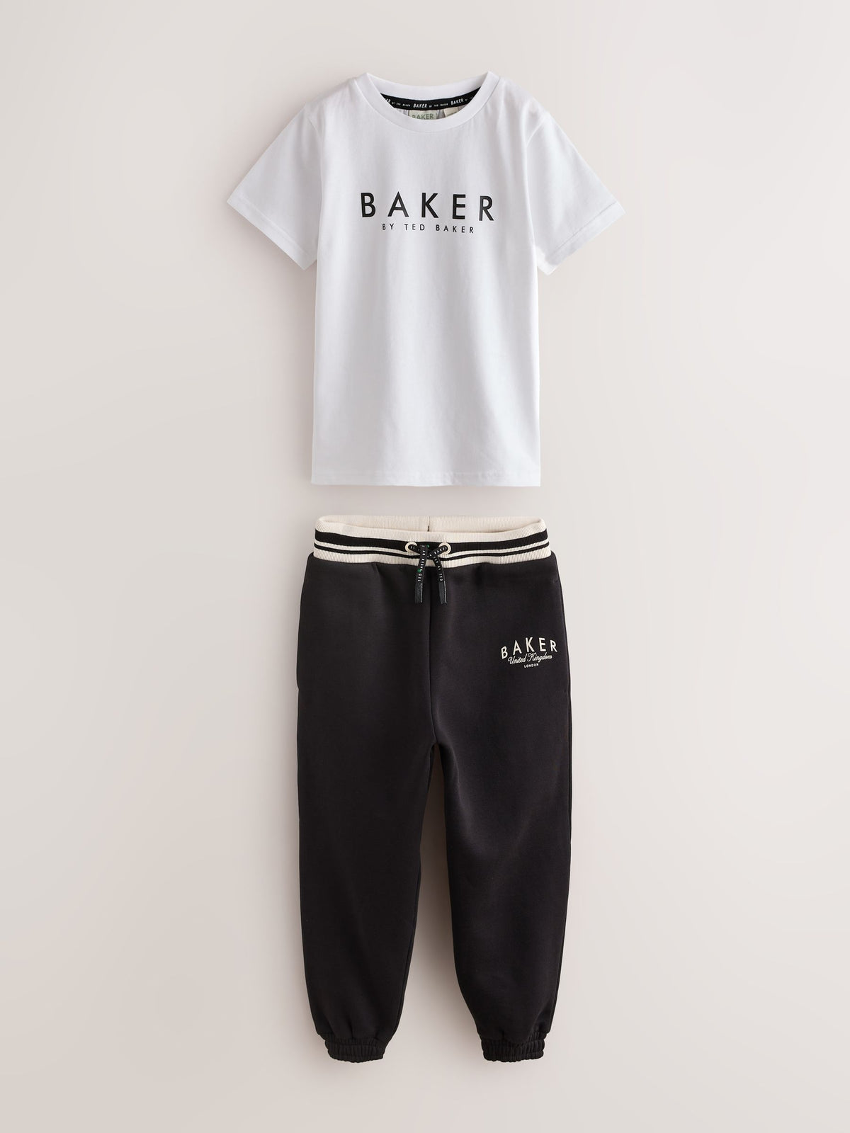 Baker by Ted Baker Black 3 Piece Varsity Hoodie T-Shirt and Joggers Set