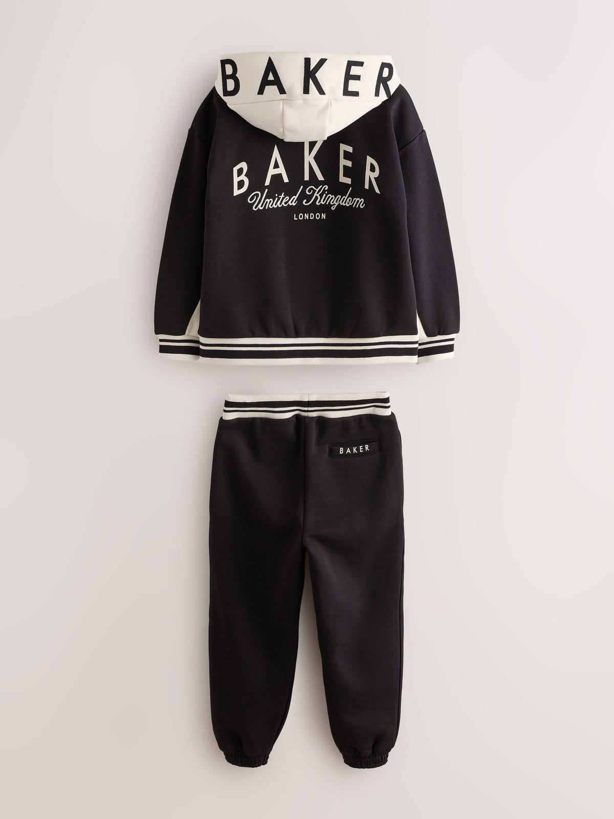 Baker by Ted Baker Black 3 Piece Varsity Hoodie T-Shirt and Joggers Set