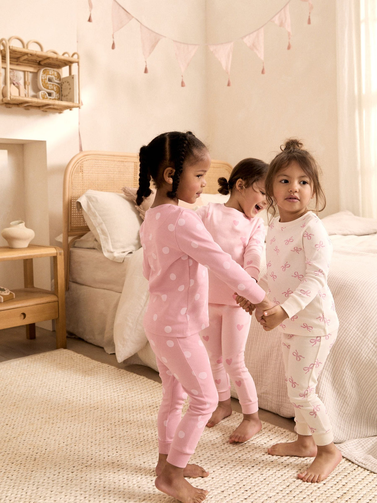 Pink/White Snuggle Pyjamas 3 Pack (9mths-12yrs)