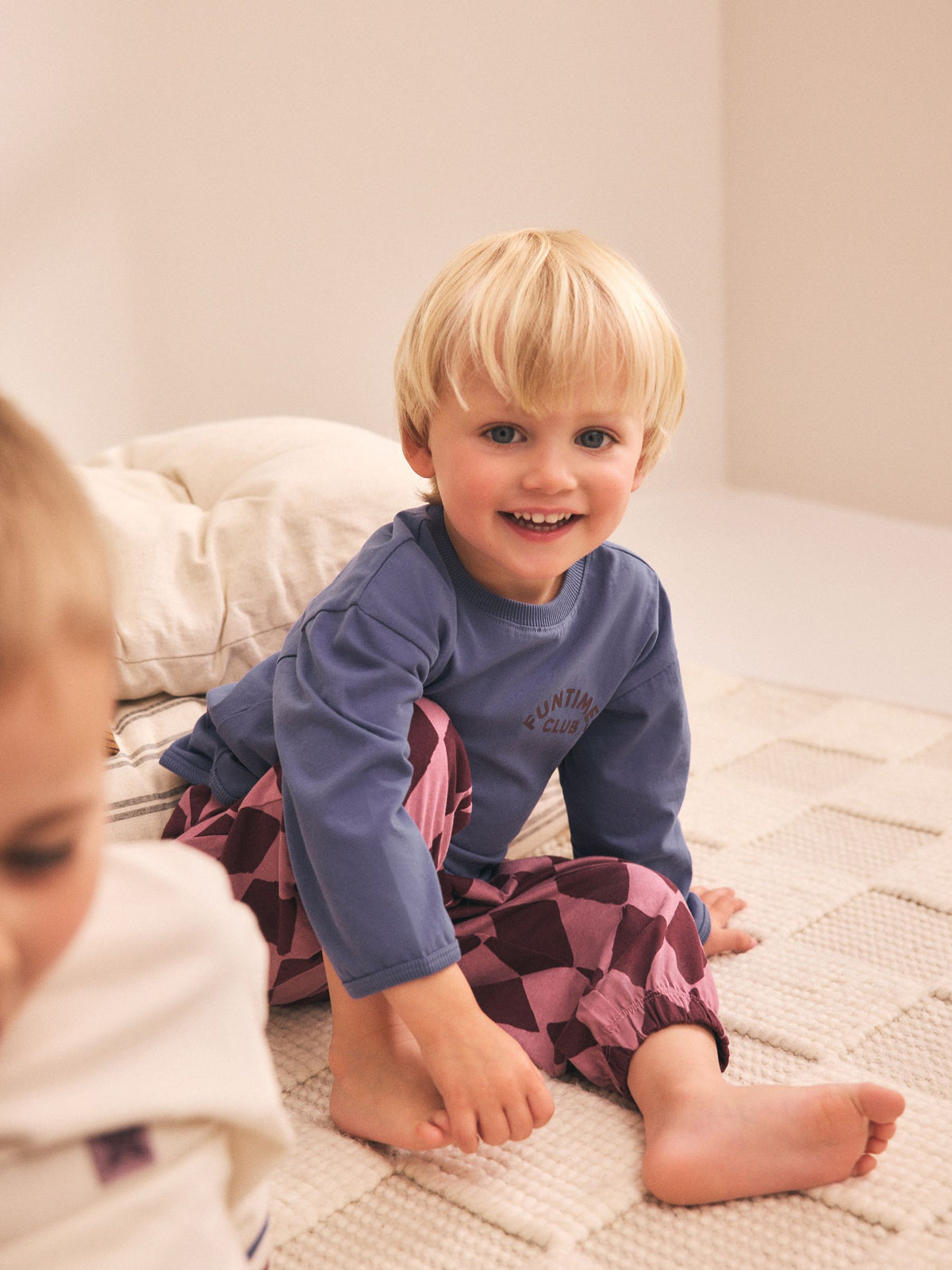 Burgundy/Ecru/Blue Oversized Pyjamas 3 Pack (9mths-10yrs)