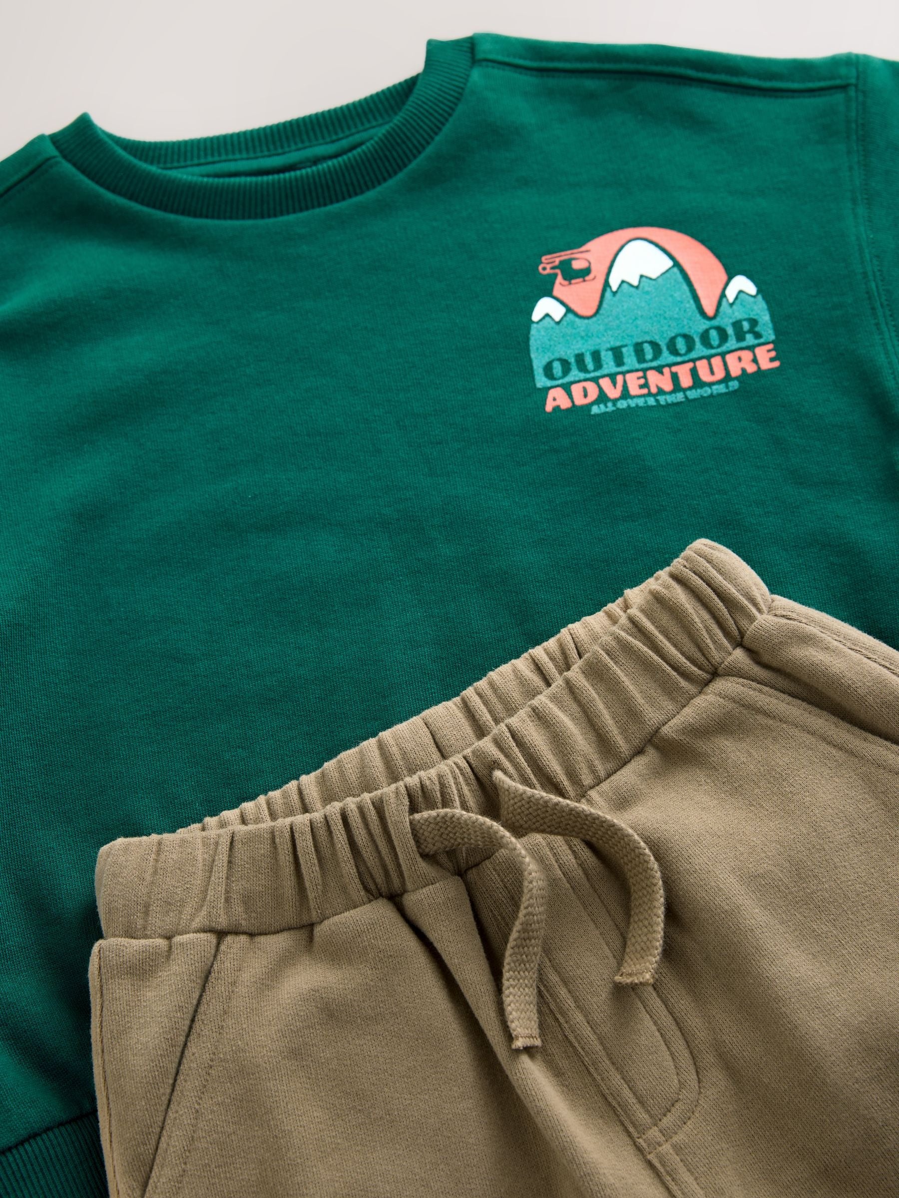 Green Sweatshirt and Utility Joggers Set (3mths-7yrs)