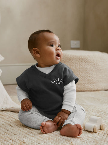 Grey Little Man Baby Gilet Top and Leggings Set (0mths-2yrs)