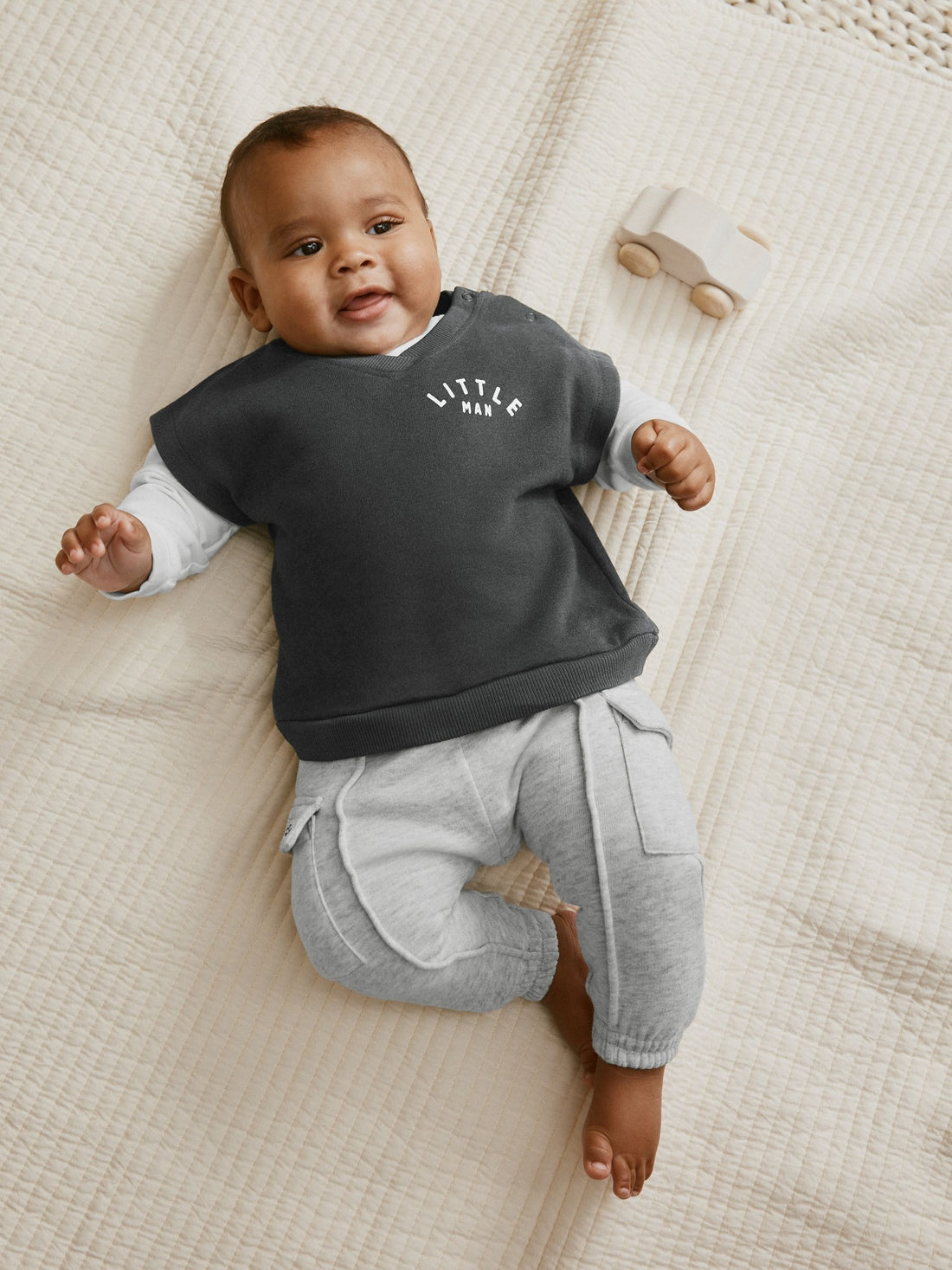 Grey Little Man Baby Gilet Top and Leggings Set (0mths-2yrs)