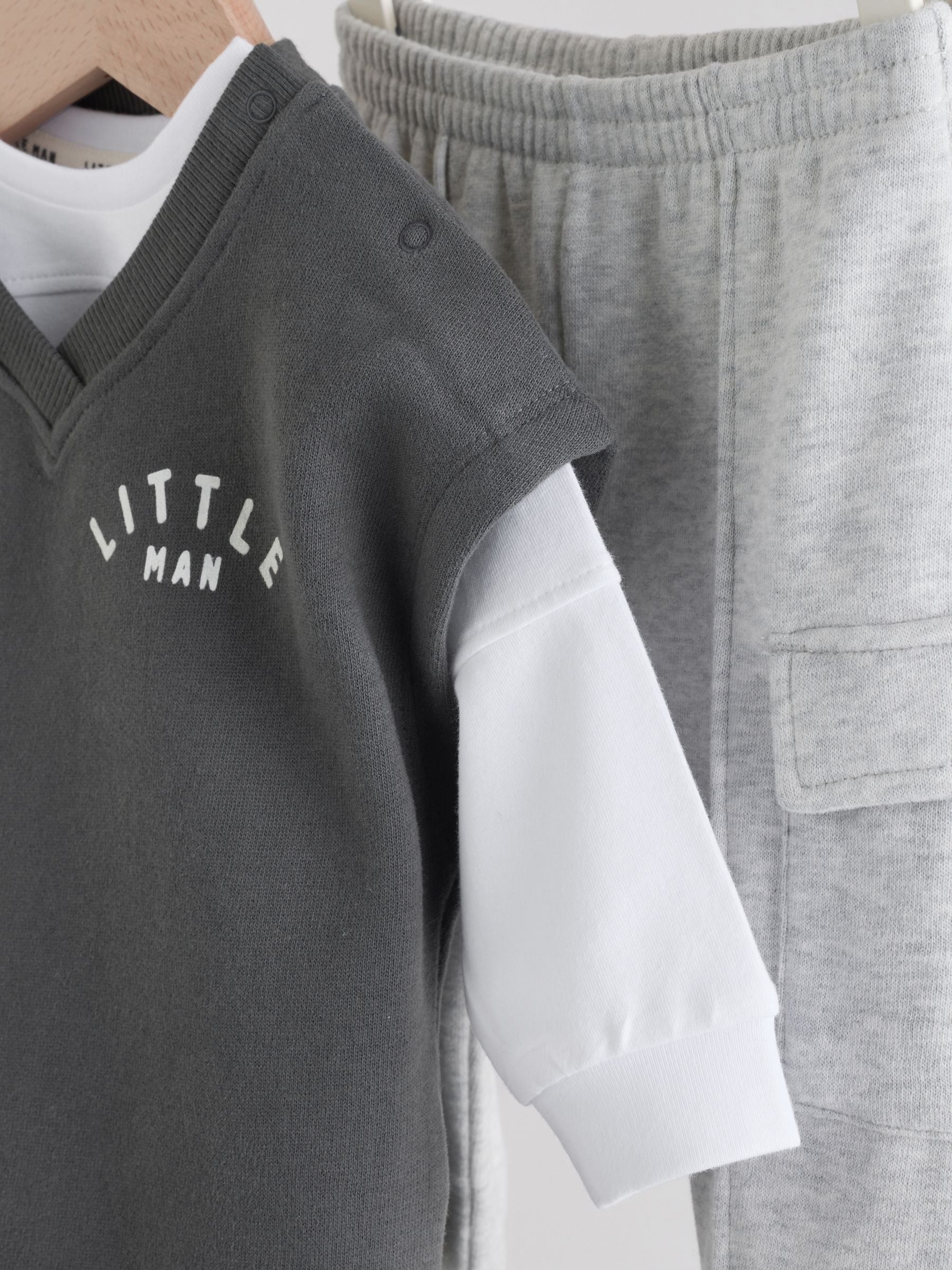 Grey Little Man Baby Gilet Top and Leggings Set (0mths-2yrs)