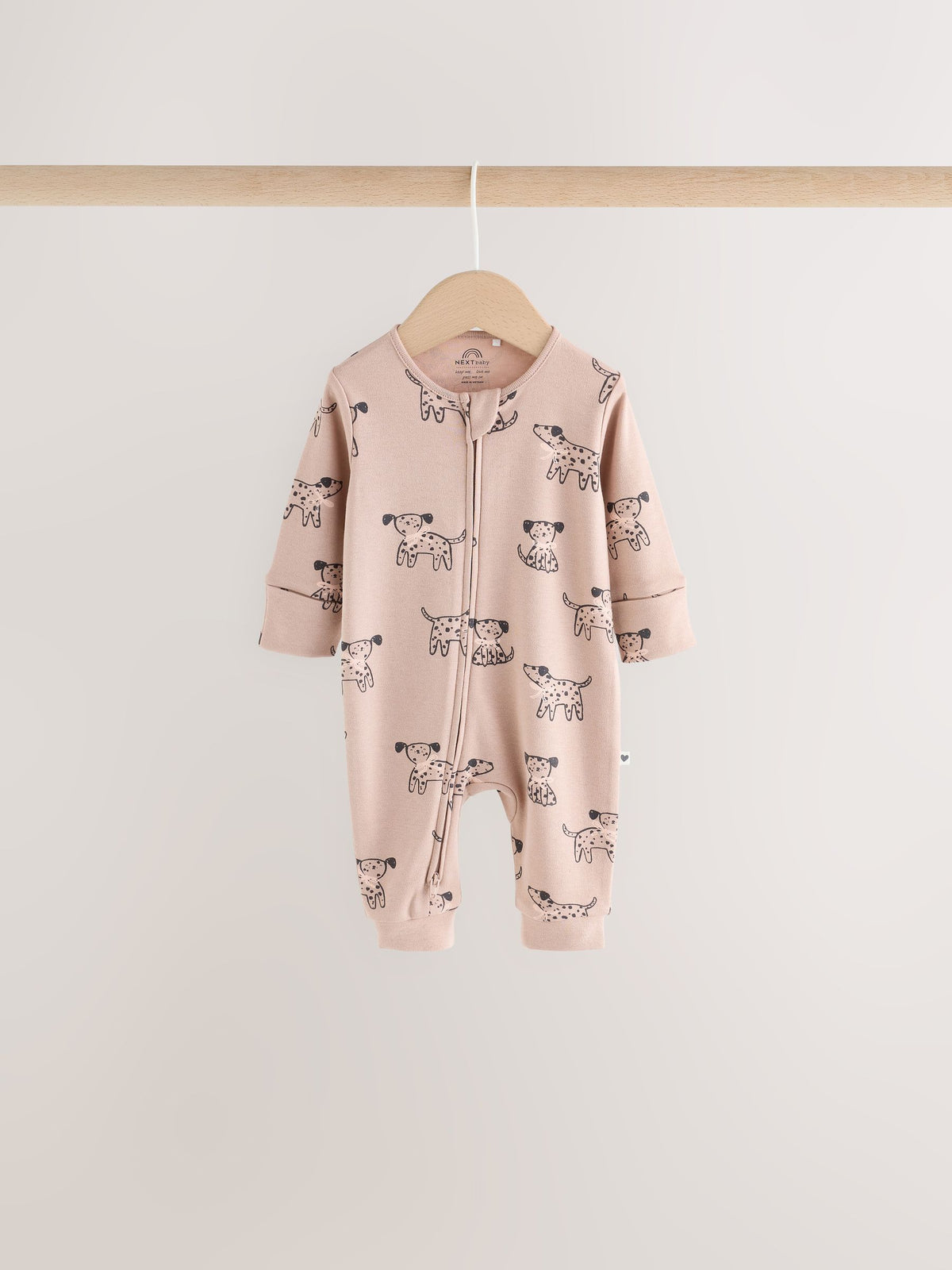 Brown Dog Two Way Zip Baby Sleepsuits 3 Pack (0-3yrs)