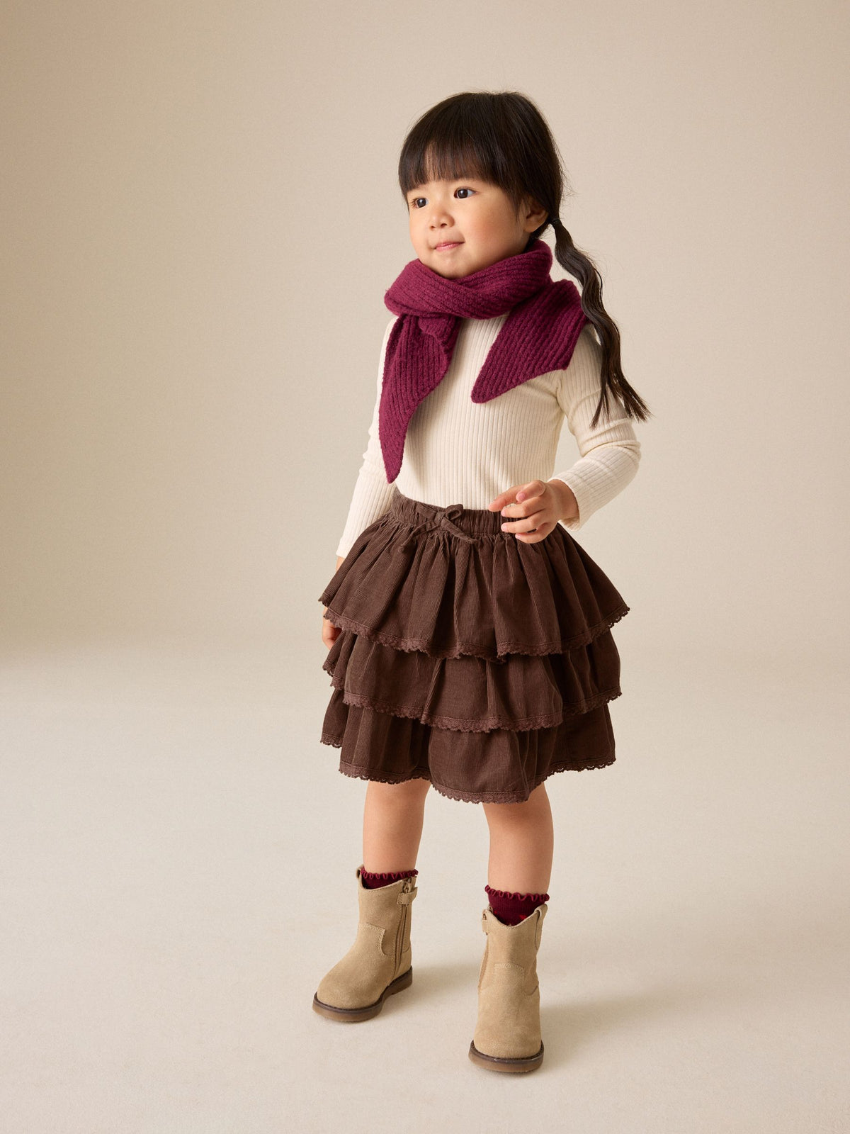 Chocolate Brown Cord Pullon Rara Skirt (3mths-7yrs)