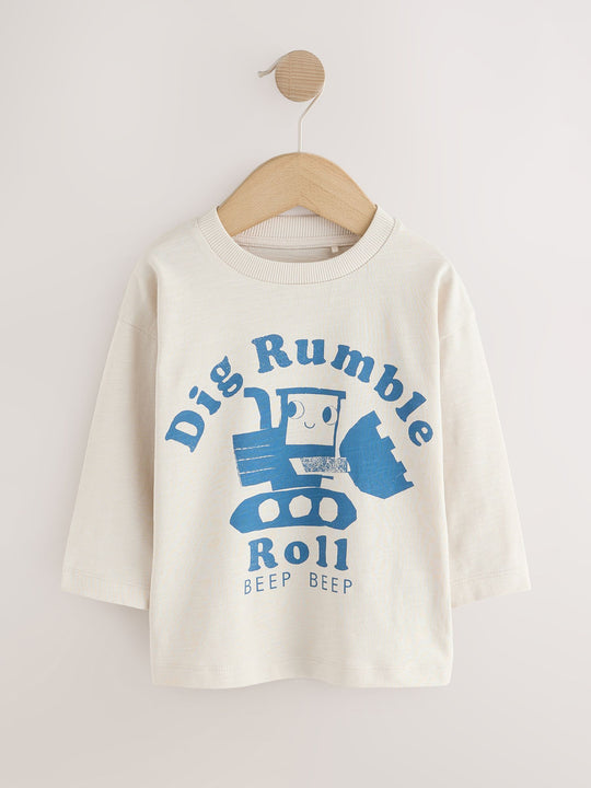 Blue Digger Long Sleeve Graphic Print T-Shirts 3 Pack (3mths-7yrs)