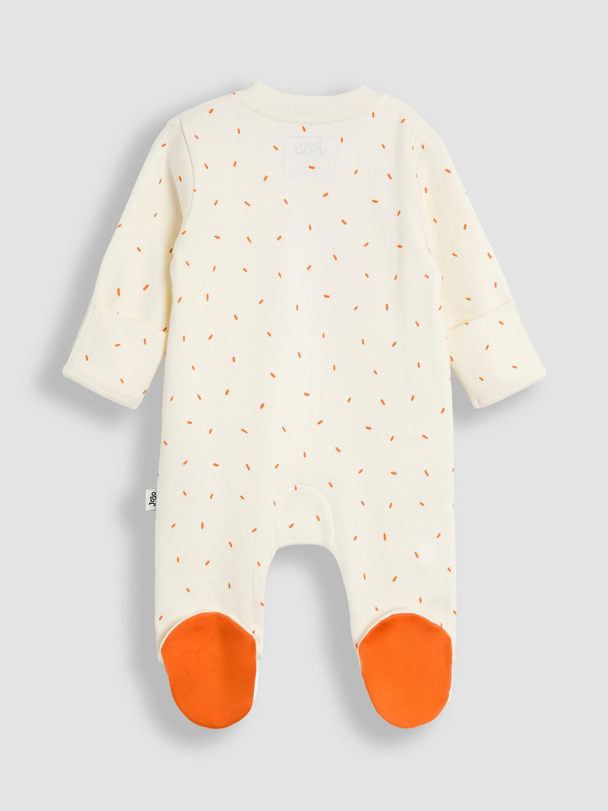 JoJo Maman Bébé Cream Speckled Pumpkin Appliqué Sleepsuit & Hat Set