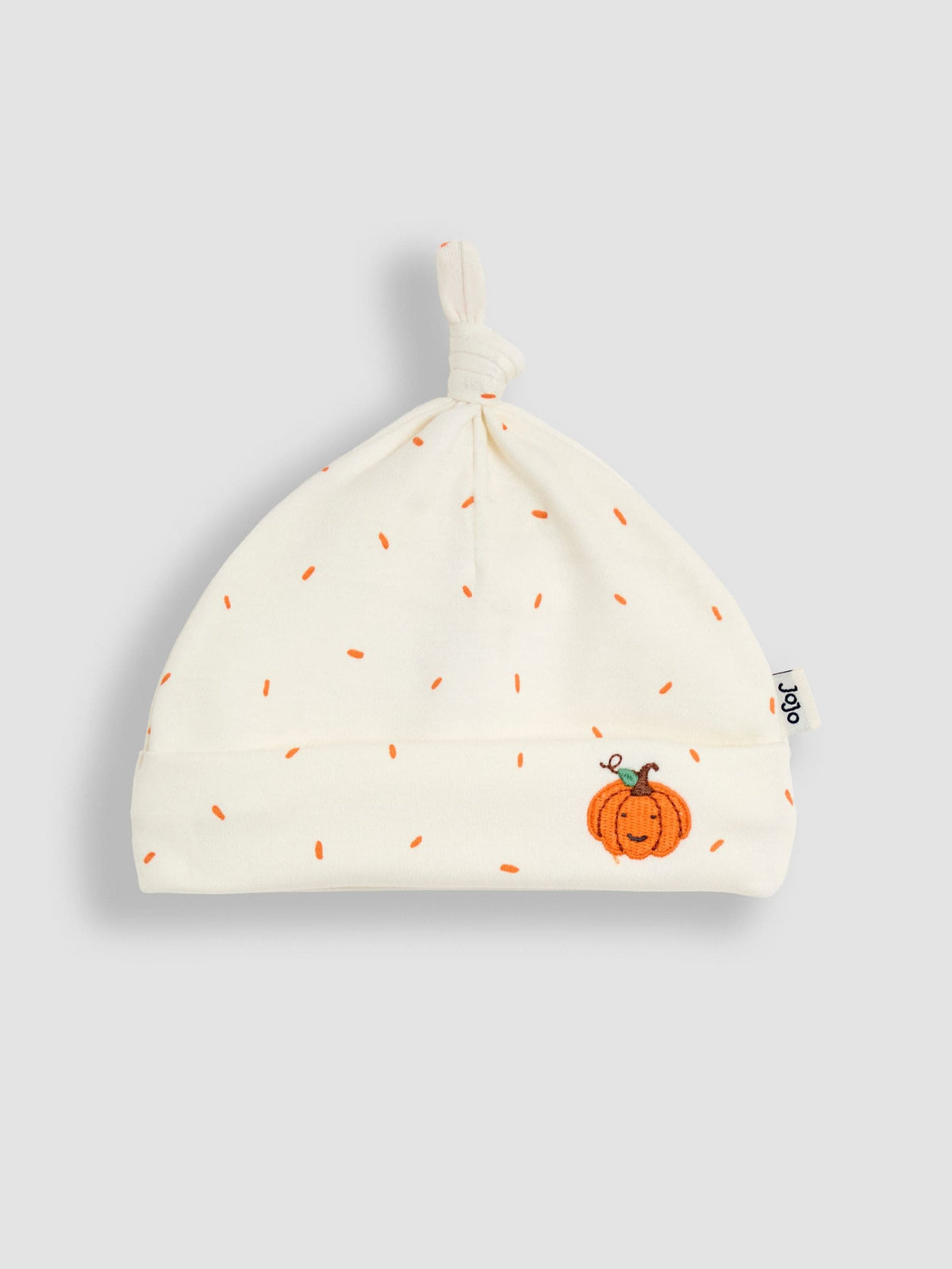 JoJo Maman Bébé Cream Speckled Pumpkin Appliqué Sleepsuit & Hat Set