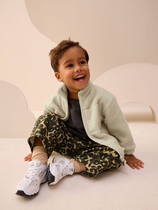 Stone Plain Funnel Neck Fleece Zip Through Fleece (3mths-7yrs)