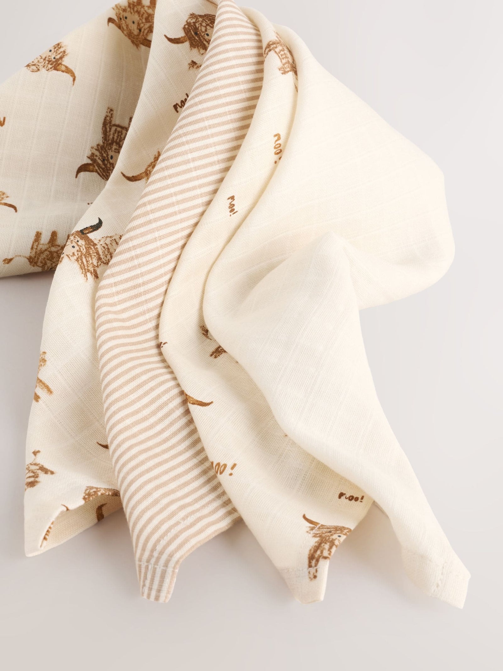 Neutral Hamish the Cow Baby Muslin Cloths 4 Pack