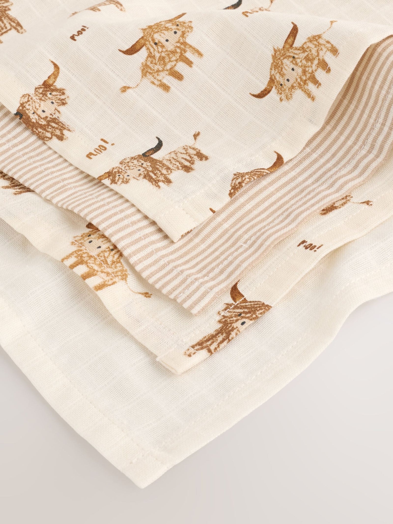 Neutral Hamish the Cow Baby Muslin Cloths 4 Pack