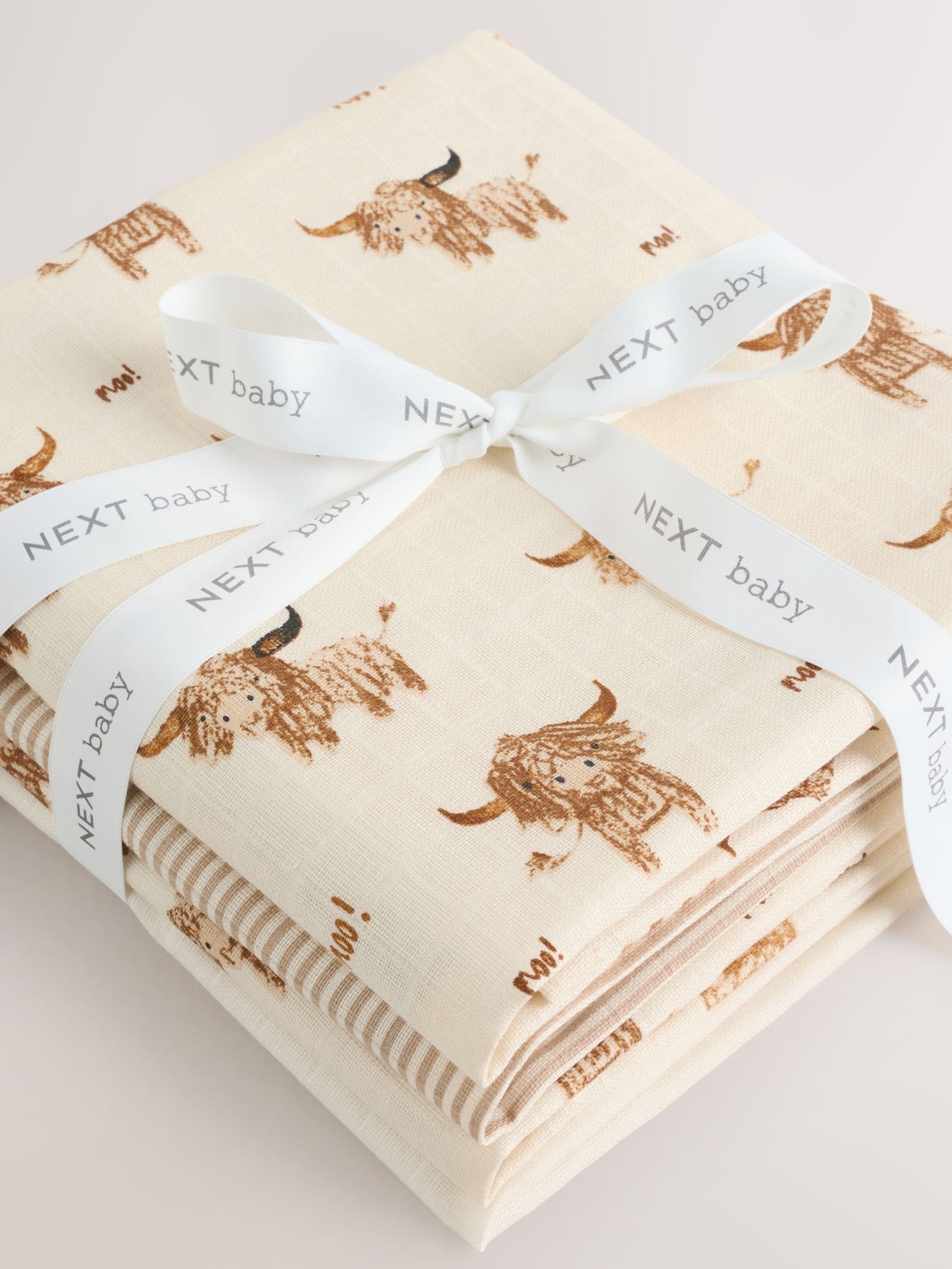 Neutral Hamish the Cow Baby Muslin Cloths 4 Pack