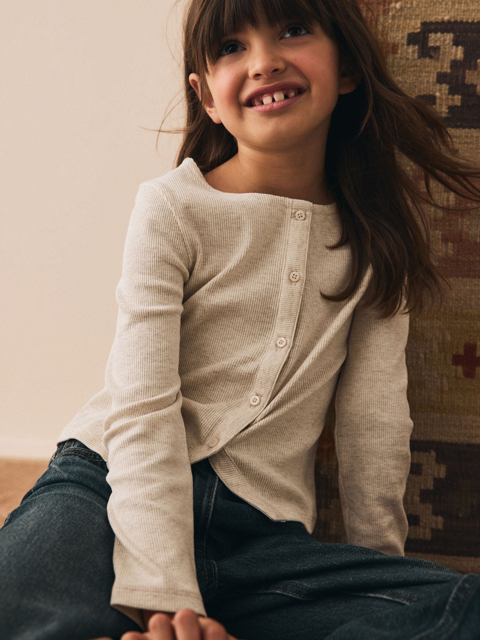 Oatmeal Long Sleeve Ribbed Cardigan (3-16yrs)