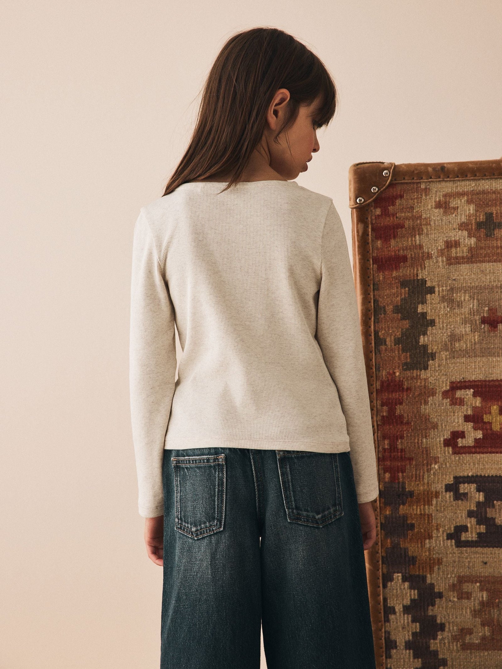 Oatmeal Long Sleeve Ribbed Cardigan (3-16yrs)