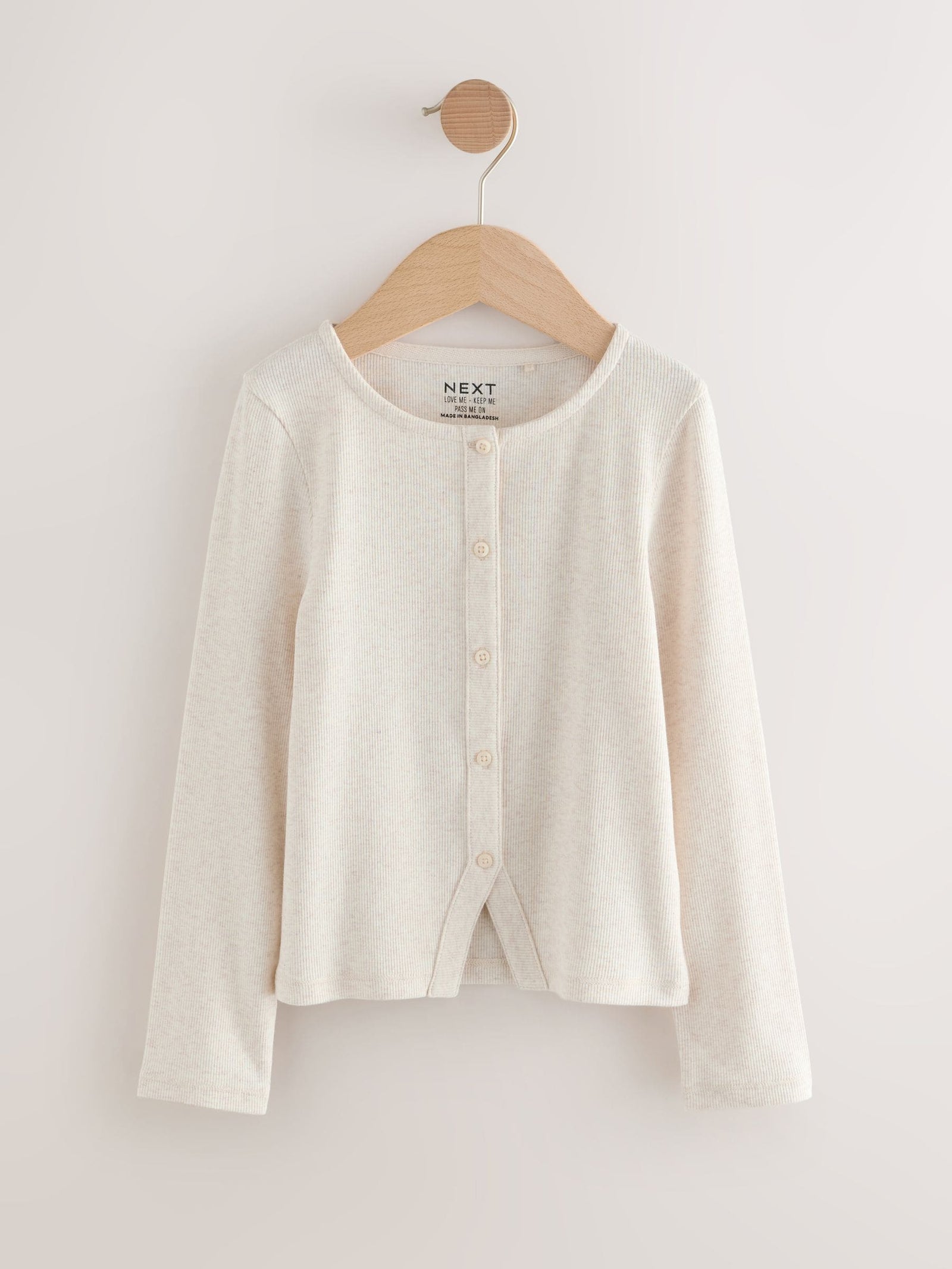 Oatmeal Long Sleeve Ribbed Cardigan (3-16yrs)