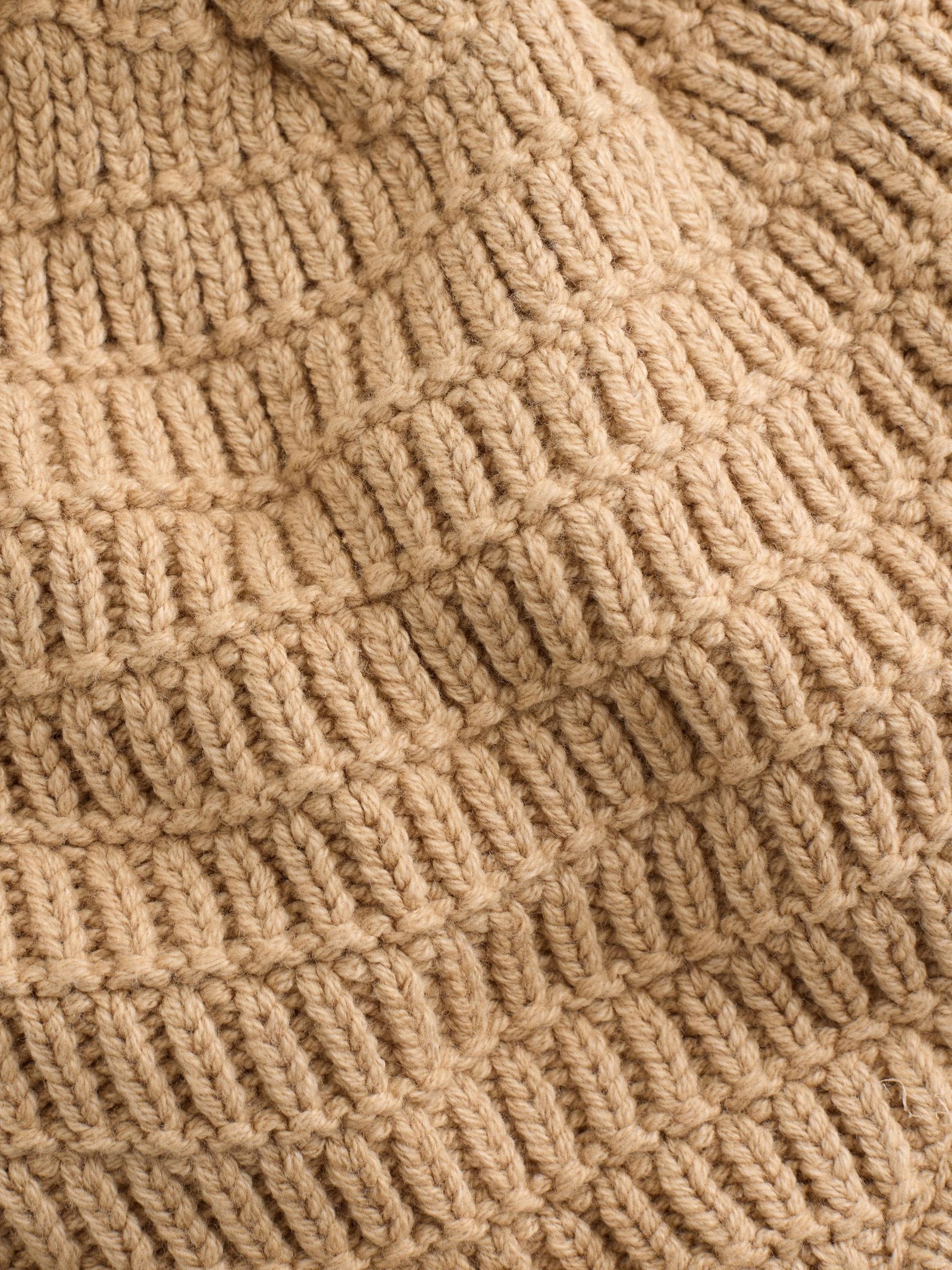 Natural Borg Baby Knitted Trapper Hat With Pom (0mths-2yrs)