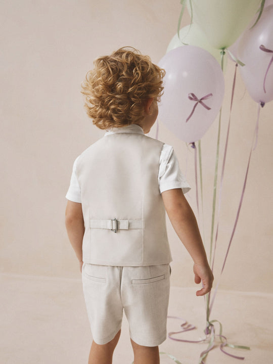 Neutral Waistcoat, Shirt, Shorts & Tie Set (3mths-9yrs)