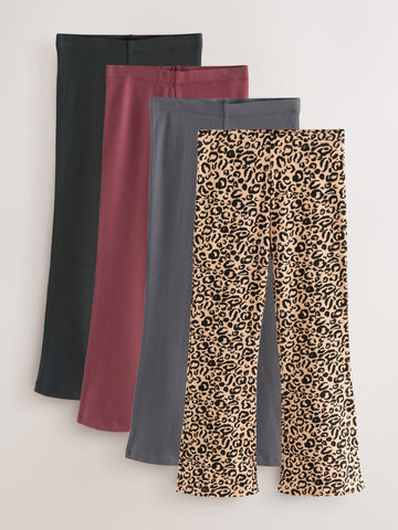 Animal/Red 4 Pack Flared Leggings (3-16yrs)