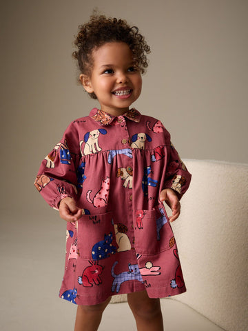 Chocolate Brown Character Long Sleeve Cotton Dress (3mths-8yrs)