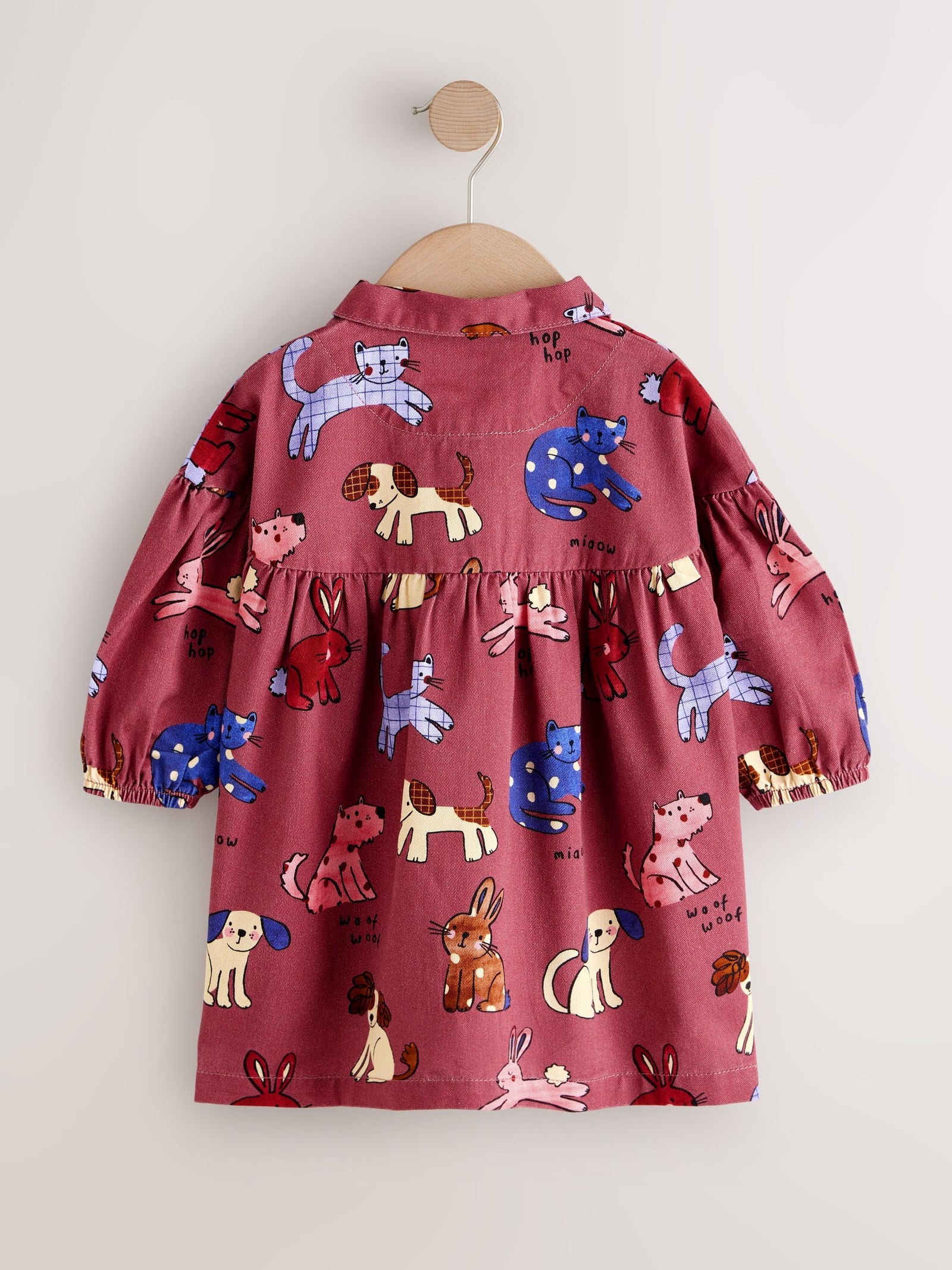 Chocolate Brown Character Long Sleeve Cotton Dress (3mths-8yrs)