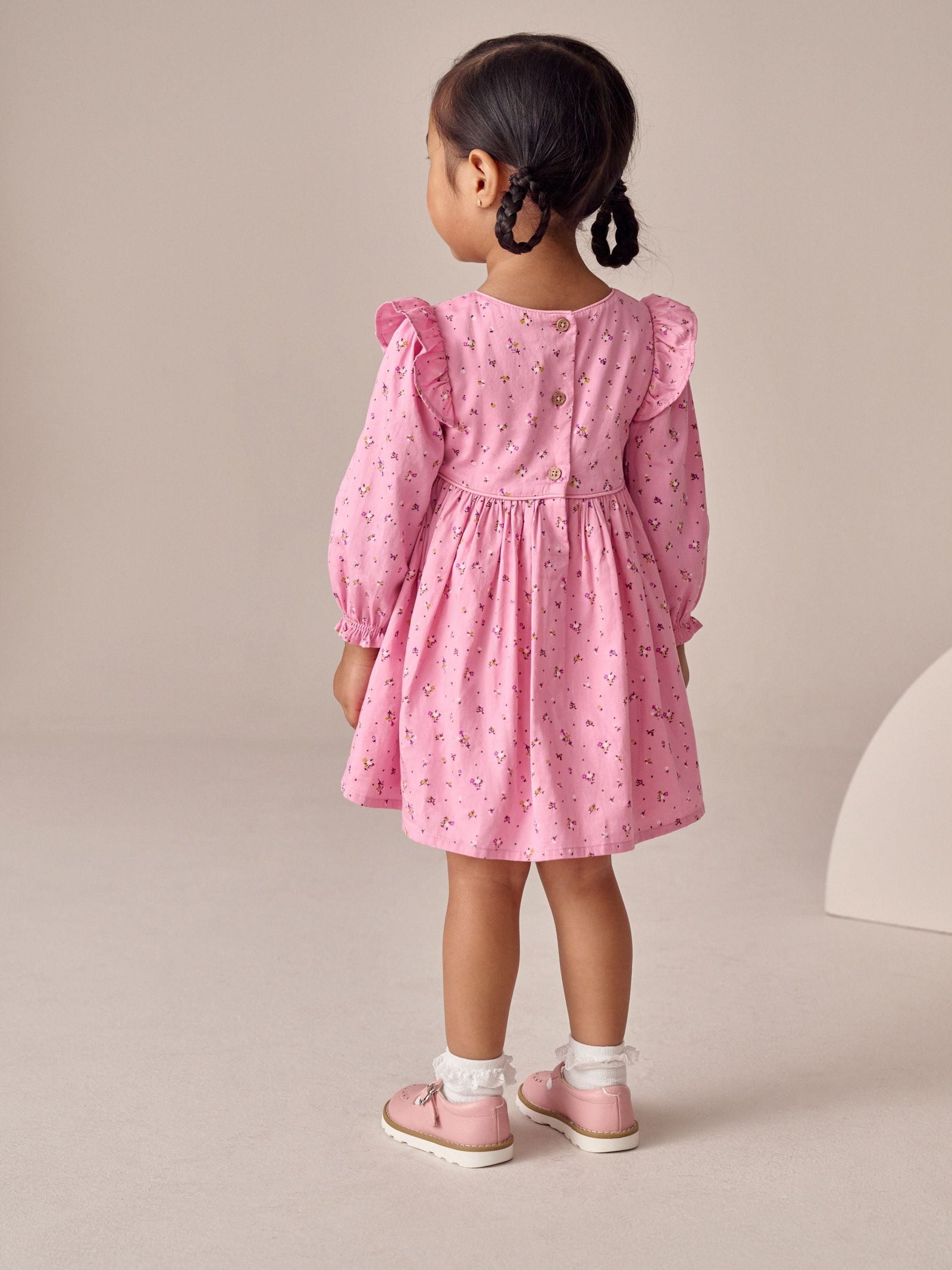 Pink Frill Long Sleeve Dress (3mths-8yrs)