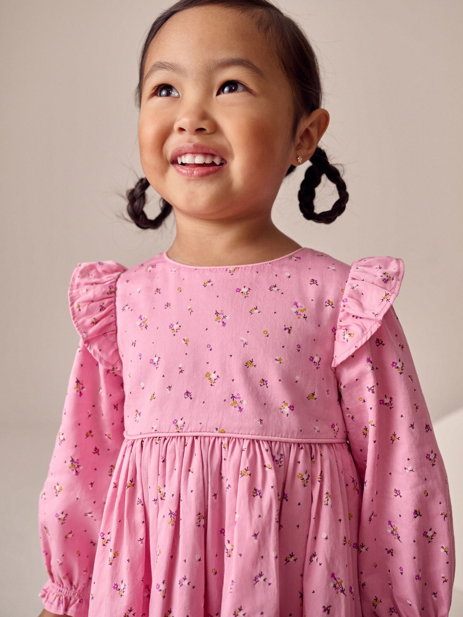Pink Frill Long Sleeve Dress (3mths-8yrs)