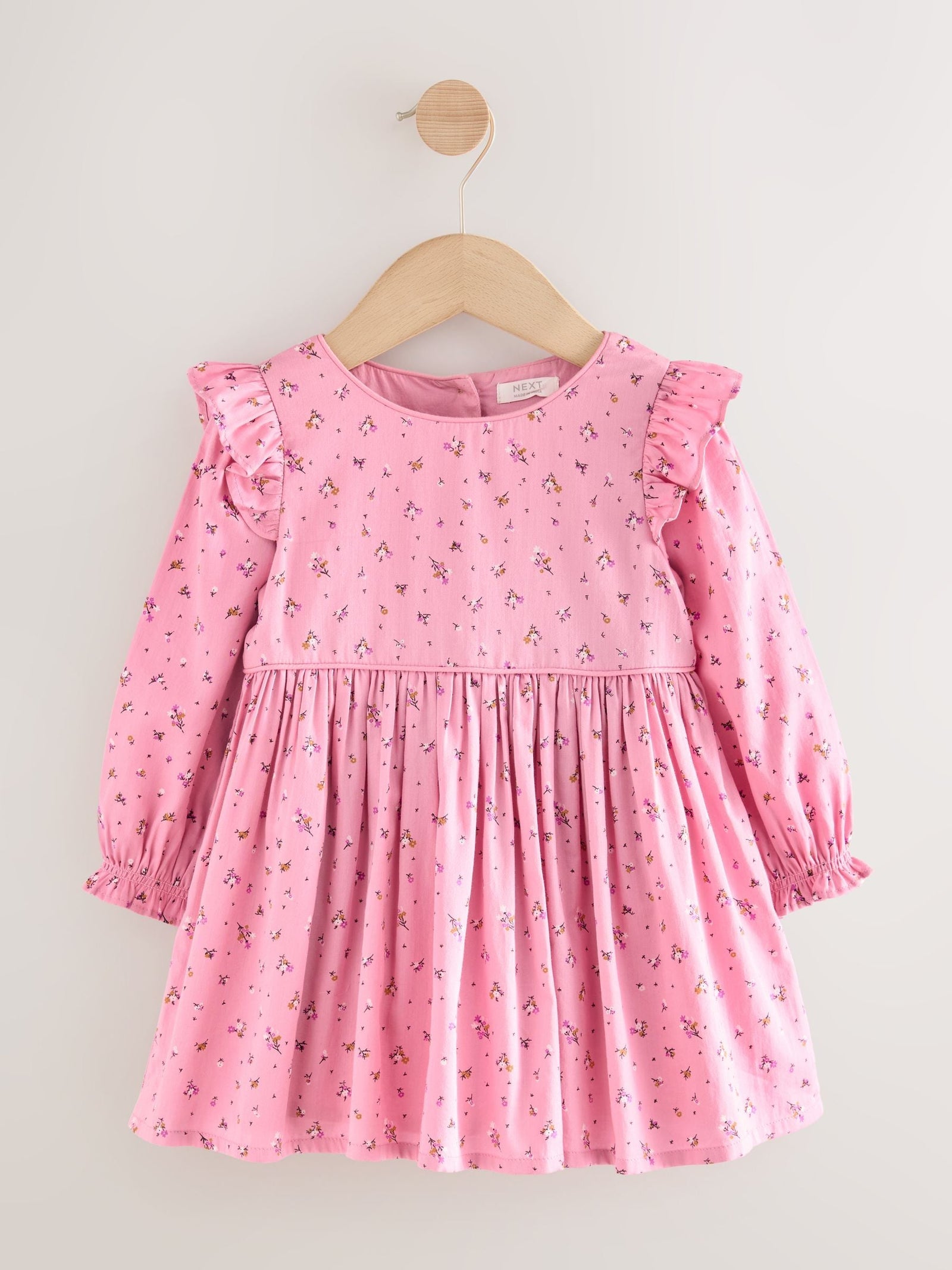 Pink Frill Long Sleeve Dress (3mths-8yrs)