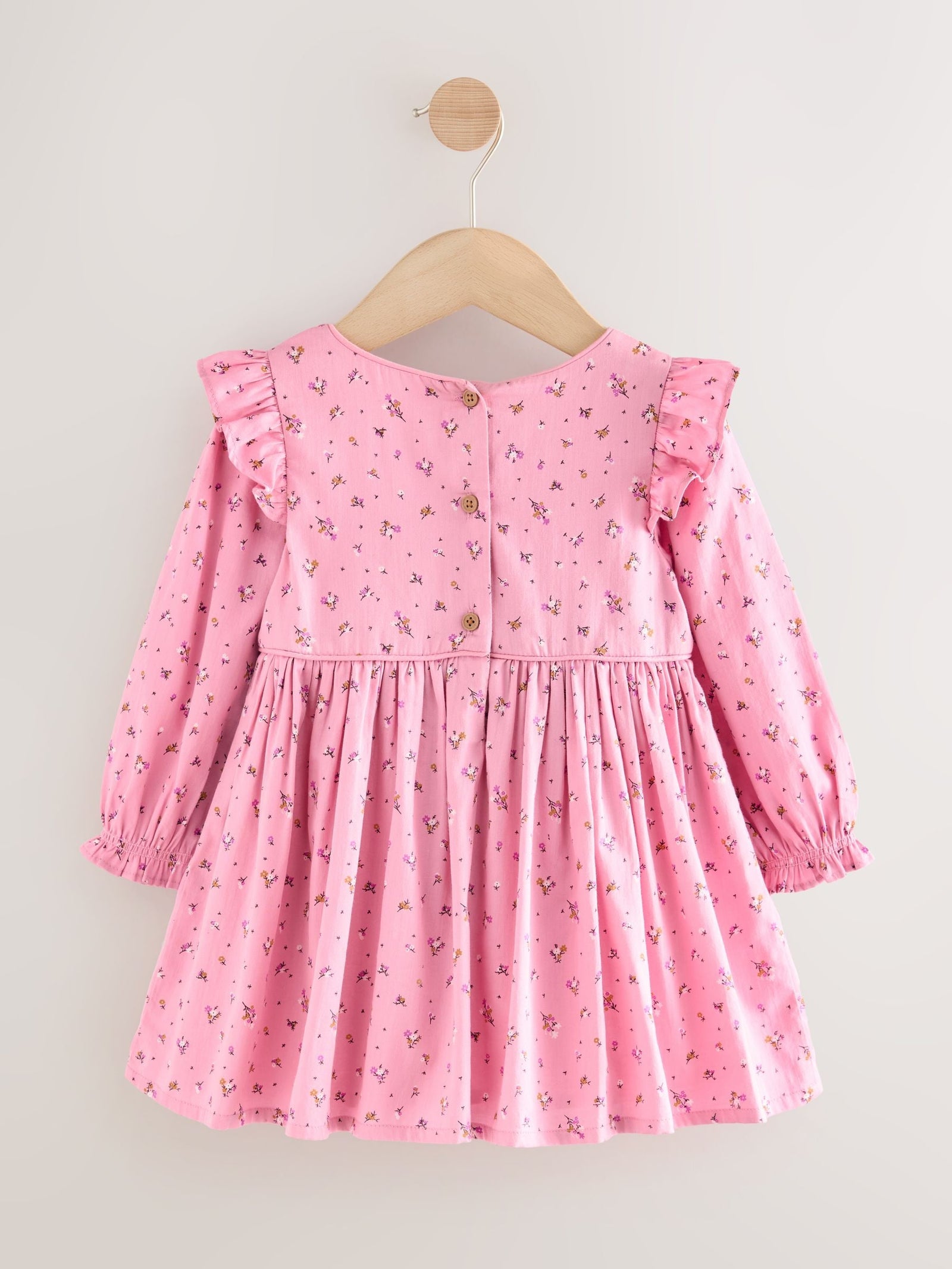 Pink Frill Long Sleeve Dress (3mths-8yrs)