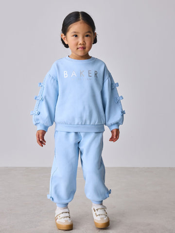 Baker by Ted Baker Blue 2 Piece Side Bow Detail Sweat & Joggers Set